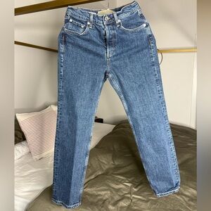 MANGO Jeans Size 4 Button Fly Classic Blue Denim Mid Rise Straight Leg